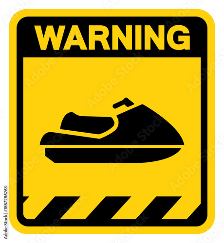 Jetski Warning Sign, Vector Illustration, Isolate On White Background Label.EPS10