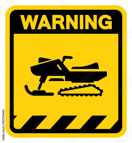 Snow Atv Area Warning Sign, Vector Illustration, Isolate On White Background Label. EPS10