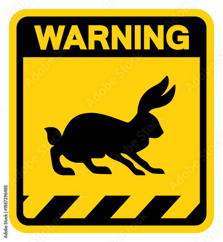 Rabbit Hunter Area Warning Sign, Vector Illustration, Isolate On White Background Label. EPS10