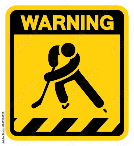 Ice Hockey Area Warning Sign, Vector Illustration, Isolate On White Background Label. EPS10