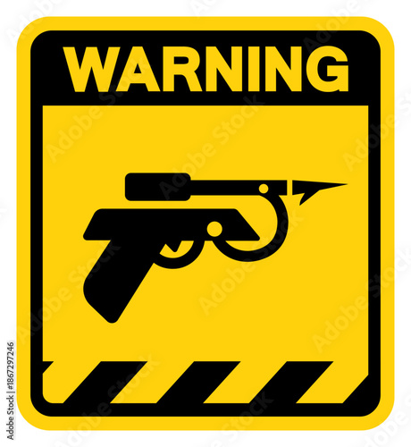 Spearfishing Area Warning Sign, Vector Illustration, Isolate On White Background Label. EPS10
