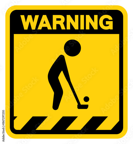 Golf Area Warning Sign, Vector Illustration, Isolate On White Background Label. EPS10