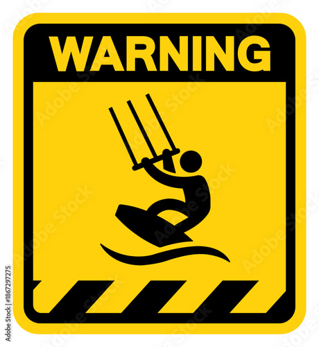 Kite Surf Area Warning Sign, Vector Illustration, Isolate On White Background Label. EPS10