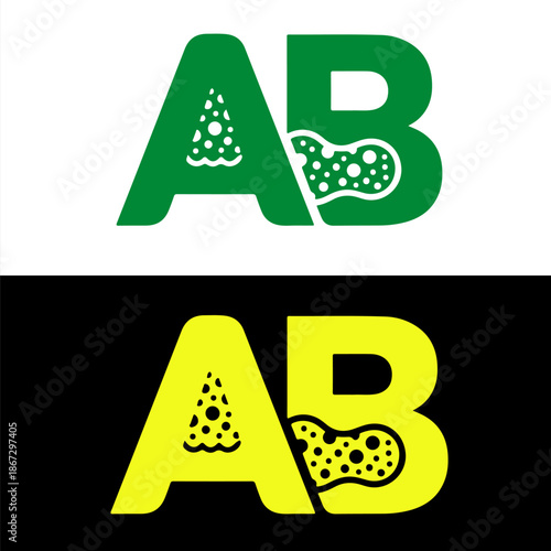 Letter A and B sponge icon vector design