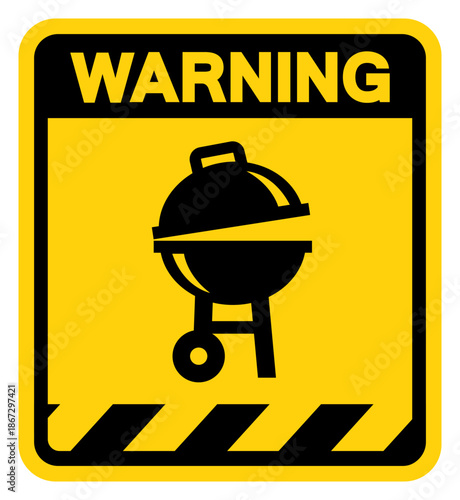 Bbq Barbeque Area Warning Sign, Vector Illustration, Isolate On White Background Label. EPS10