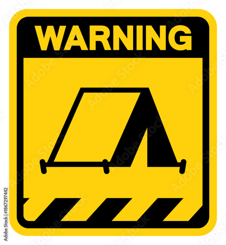 Camping Area Warning Sign, Vector Illustration, Isolate On White Background Label. EPS10
