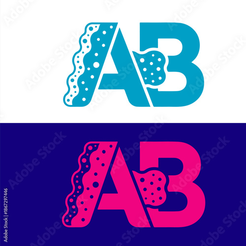 Letter A and B sponge icon vector design