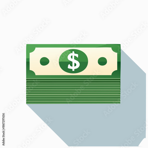 Vibrant illustration depicting a substantial stack of green dollar bills, symbolizing wealth, financial success, profit, and secure investments in the modern economy