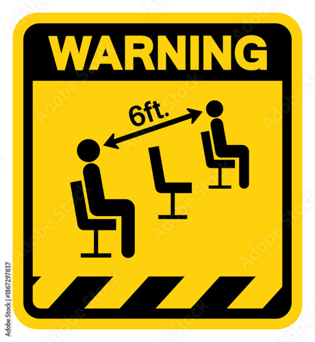 Please Maintain Social Distancing Whil Seated Warning Sign, Vector Illustration, Isolate On White Background Label. EPS10
