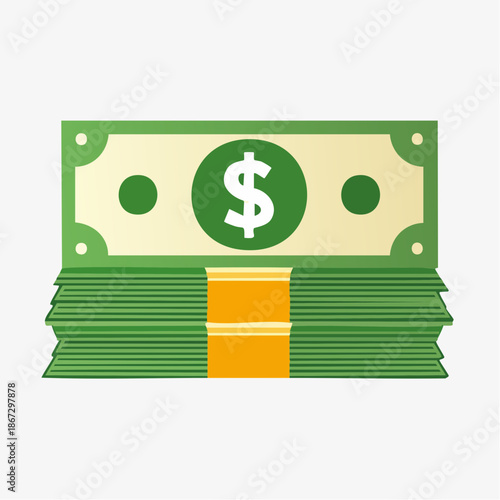 A vibrant illustration of a substantial stack of green dollar banknotes, neatly bundled and symbolizing wealth, financial growth, economic stability, and successful investment opportunities