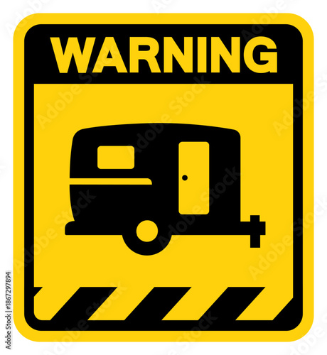 Caravan Area Warning Sign, Vector Illustration, Isolate On White Background Label. EPS10