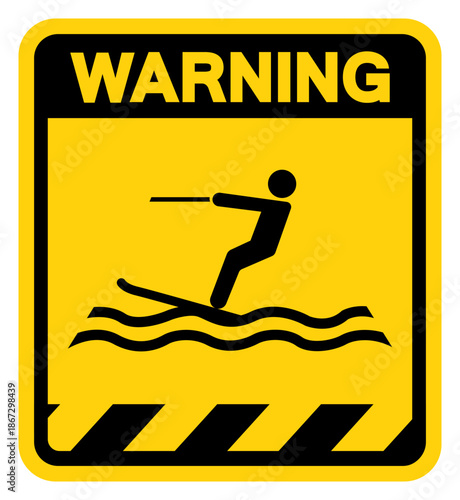 Water Skiing Area Warning Sign, Vector Illustration, Isolate On White Background Label.EPS10