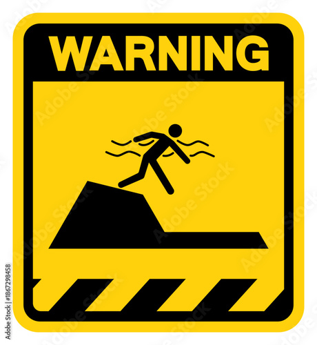Sudden Drop-Off Warning Sign, Vector Illustration, Isolate On White Background Label. EPS10