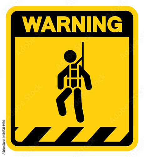 Wear Safety Harness Warning Sign, Vector Illustration, Isolate On White Background Label. EPS10