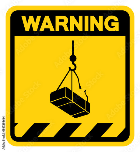 Lifting Operations Die Cut Warning Sign, Vector Illustration, Isolate On White Background Label. EPS10
