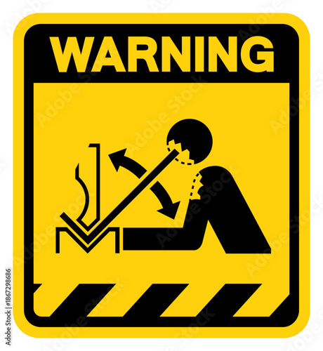 Movement Of Workpiece In Press Warning Sign, Vector Illustration, Isolate On White Background Label. EPS10