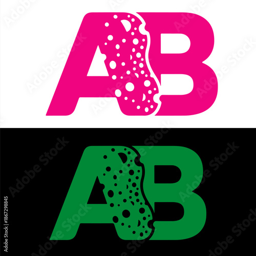 Letter A and B sponge icon vector design