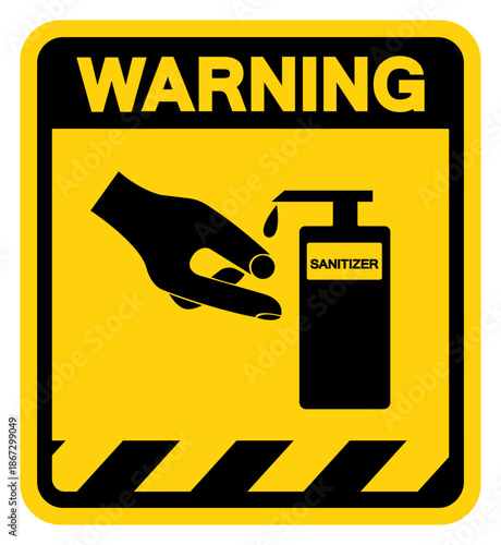 Use Hands Sanitizer Warning Sign, Vector Illustration, Isolate On White Background Label. EPS10