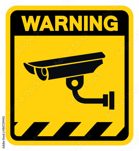 CCTV Security Camera Warning Sign, Vector Illustration, Isolate On White Background Label. EPS10