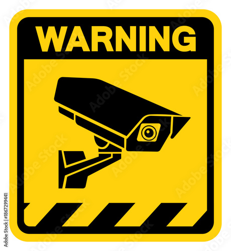 CCTV Security Camera Warning Sign, Vector Illustration, Isolate On White Background Label. EPS10