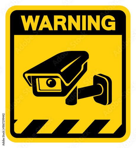 CCTV Security Camera Warning Sign, Vector Illustration, Isolate On White Background Label. EPS10