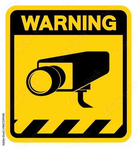 CCTV Security Camera Warning Sign, Vector Illustration, Isolate On White Background Label. EPS10