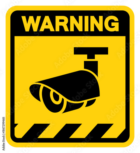 CCTV Security Camera Warning Sign, Vector Illustration, Isolate On White Background Label. EPS10