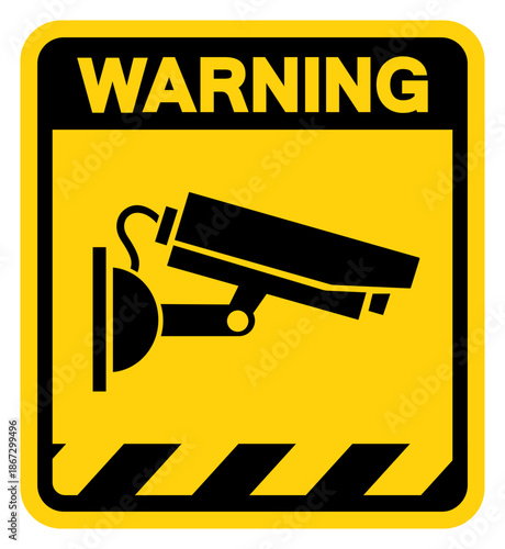 CCTV Security Camera Warning Sign, Vector Illustration, Isolate On White Background Label. EPS10