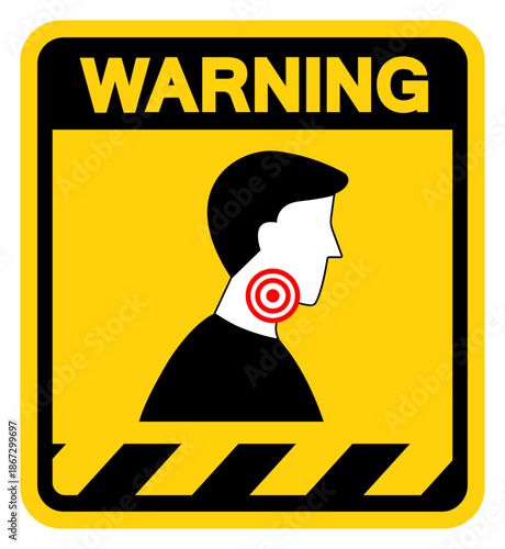 Symptoms Sore Throat Of Covid-19 Virus Warning Sign, Vector Illustration, Isolate On White Background Label.EPS10