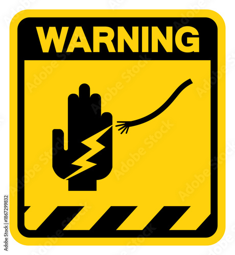 Warning High Voltage Electrical Shock Hazard Symbol Sign, Vector Illustration, Isolate On White Background Label. EPS10