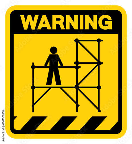 Warning Use Scaffolding Symbol Sign, Vector Illustration, Isolated On White Background Label.EPS10