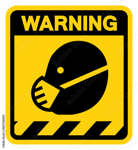 Warning Wear Respiratory Protection Symbol Sign,Vector Illustration, Isolated On White Background Label. EPS10
