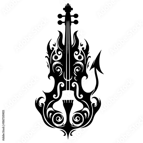 Devil's violin silhouette