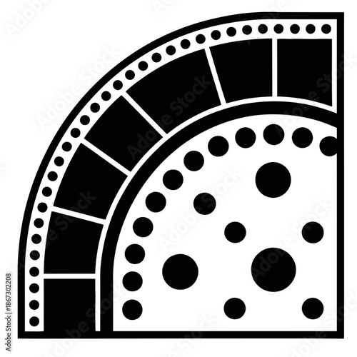 A modern vector graphic illustration of a semicircle design element