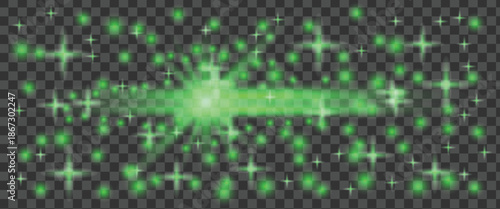 Vibrant green light effect with sparkling starburst pattern