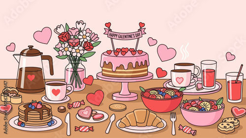 Happy Galentines Day with sweet treats and coffee