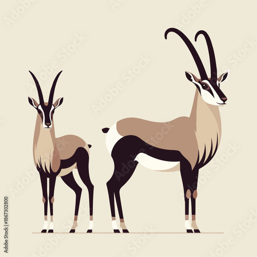 flat illustration of saola animal