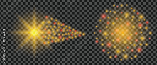 Vibrant light effect explosions in dark space background