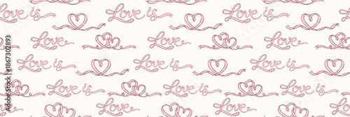 Romantic seamless love lettering ribbon pattern