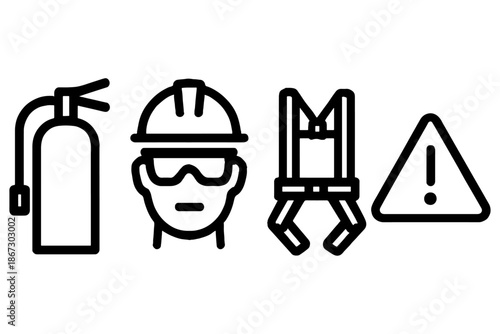 vector illustration of Construction Safety Icons,
Construction Safety Icons Set – Warning, PPE & Industrial Line Vector Illustration
