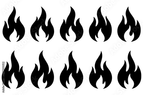 fire flames set,
Flame Icon Pattern Set – Fire Energy, Heat & Warning Design Vector