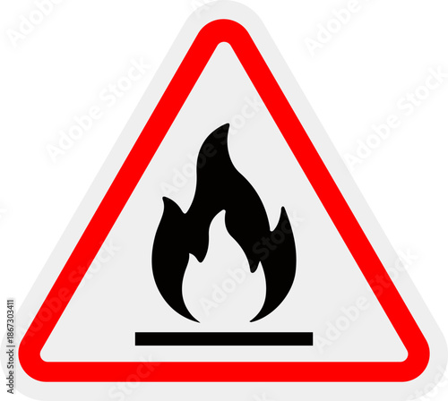 Flammable substance warning sign hazard symbol for fire risk safety icon for industrial and public areas