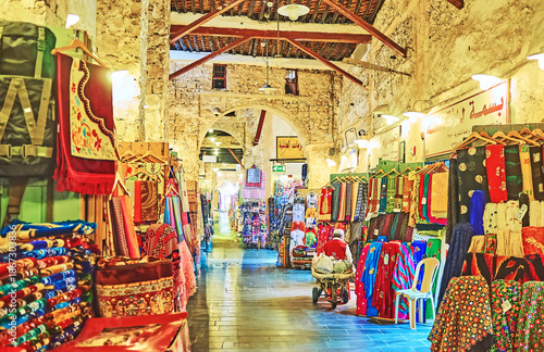Textile row in Souq Waqif, Doha, Qatar