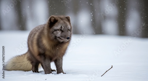 Arctic Fox in Snowy Landscape.