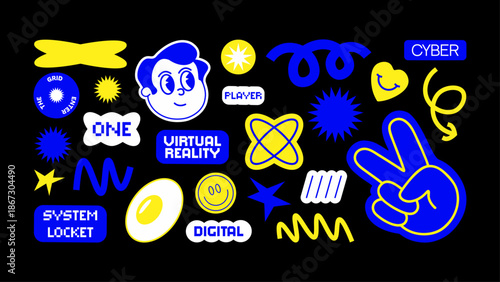 Cyber futuristic stickers for gaming, streaming, esports, Discord servers and virtual world projects.