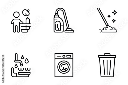 Home Cleaning and Housekeeping Service Icon Set