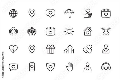 Charity and Donation Line Icon Pack for Nonprofit Websites and Apps