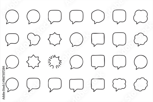 Chat and Speech Bubble Line Icon Pack for Messaging App Interfaces