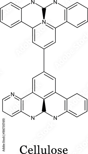 Cellulose chemical structure icon for scientific research and industrial production
