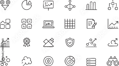 Growth and KPI Visualization Line Symbols for Analytics Platforms